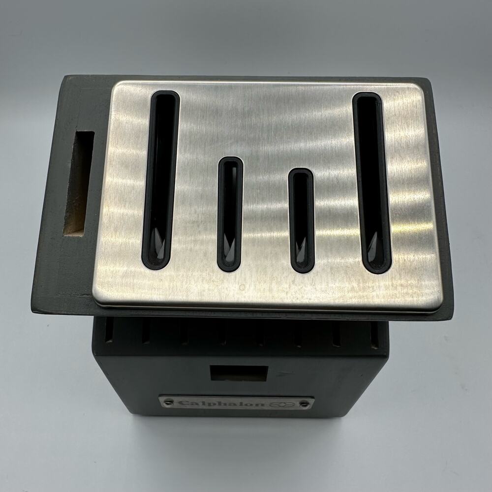 Calphalon Sharpening Knife Block 14 Slot Self Sharpen Gray Wood Finish NEW - Picture 2 of 7
